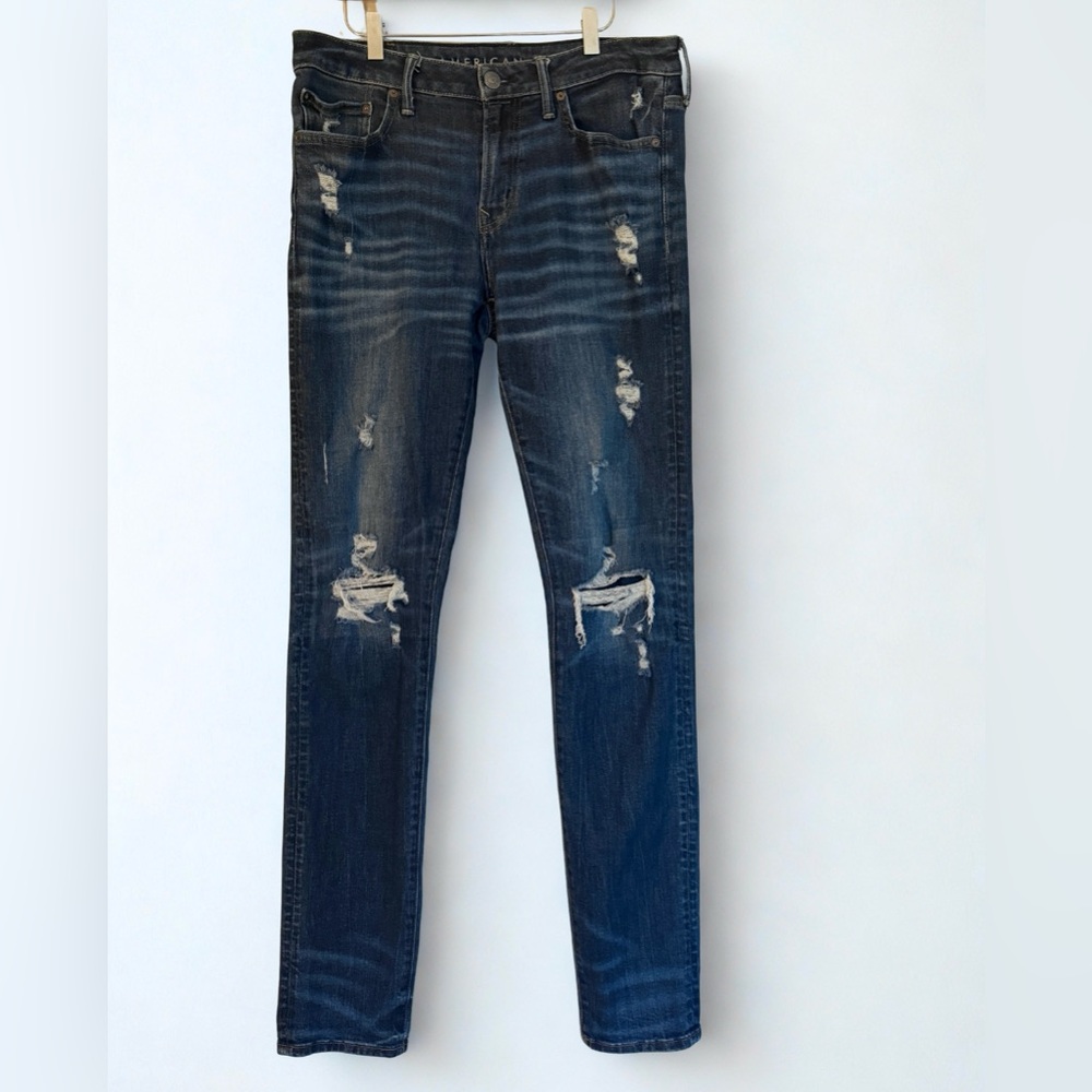 American Eagle Athletic Skinny Air Flex Plus Distressed Men's Jeans 32 x 36